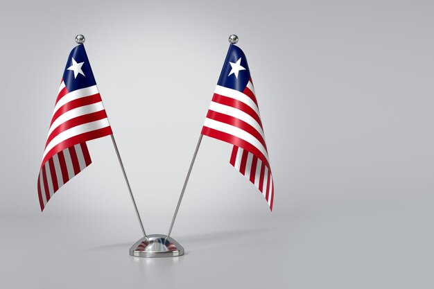 Foto dubbele vlag van de republiek liberia op grijze achtergrond 3d-rendering