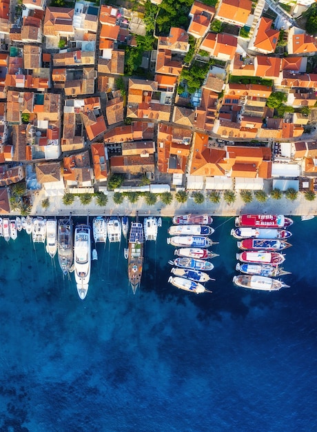 Dubrovnik croatia aerial landscape town and sea top view from drone on the old castle and azure sea travel image