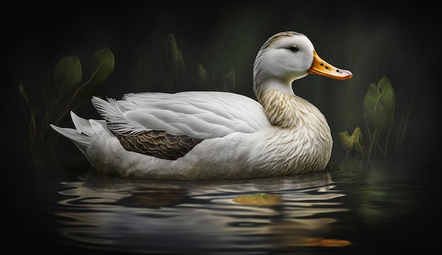 Duck Bird white cute lesser snow goose domestic image Ai generated art