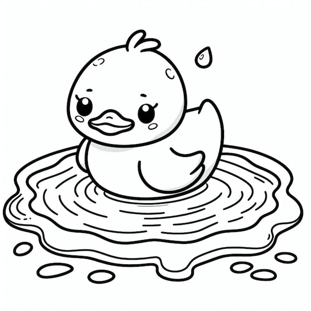 Photo duck coloring page for children ai generated