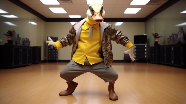 Foto duck dances in stylish yellow outfit una miscela unica di daz3d e corporate punk