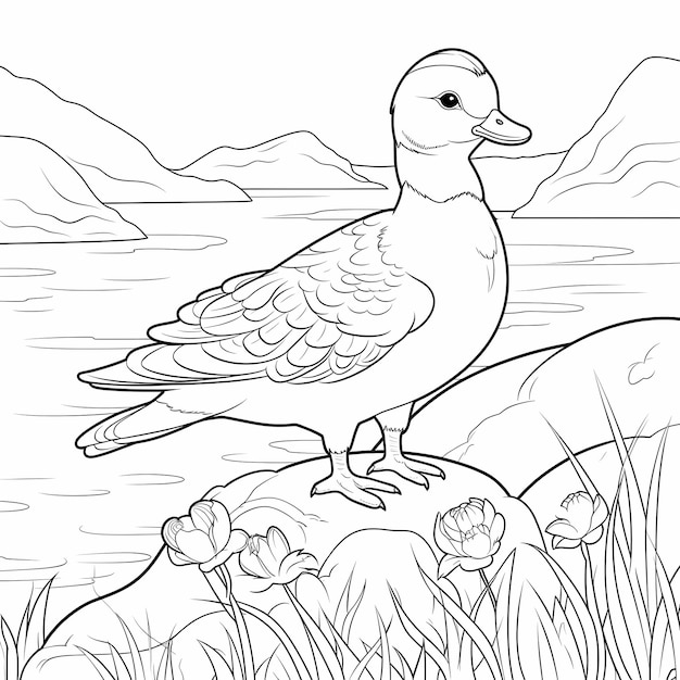 Фото Красивая страница для детей duck delight simple line art