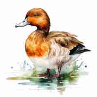 Photo duck and ducklings in watercolor clipart on white