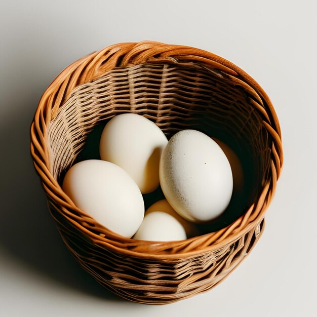 duck egg in the wooden bucket