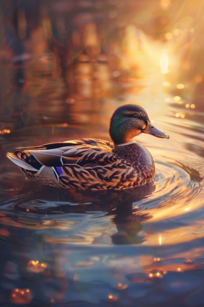 Duck Floating on a Body of Water