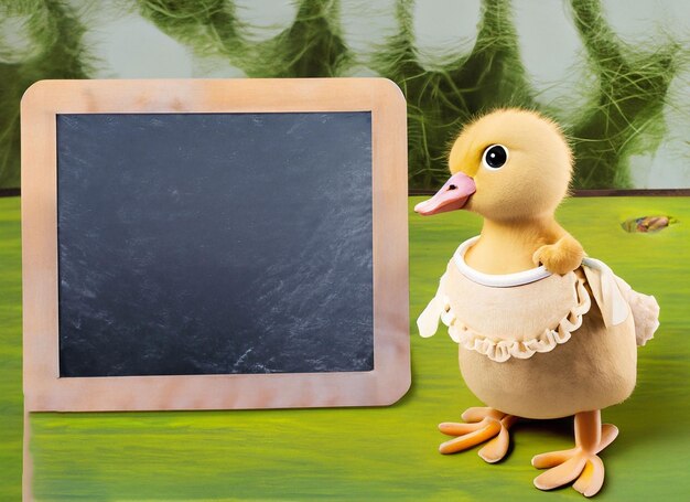 Duck holding chalk board