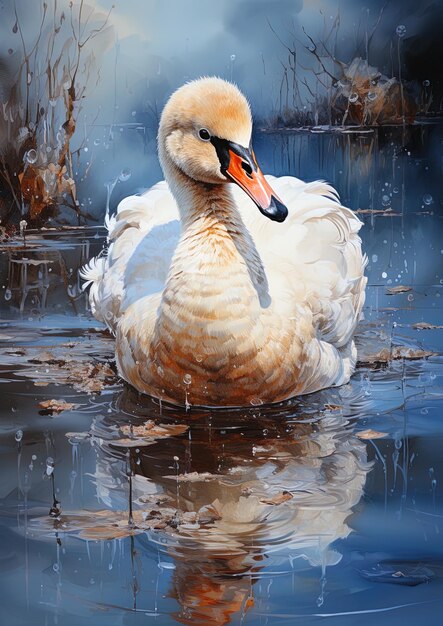 Photo a duck is standing in the water with its beak open