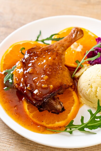 duck leg steak with orange sauce