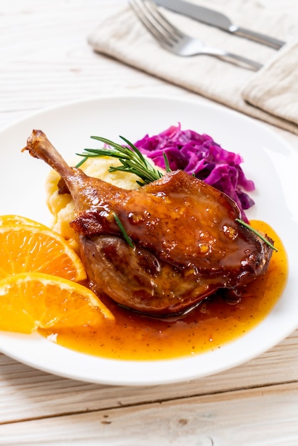 duck leg steak with orange sauce