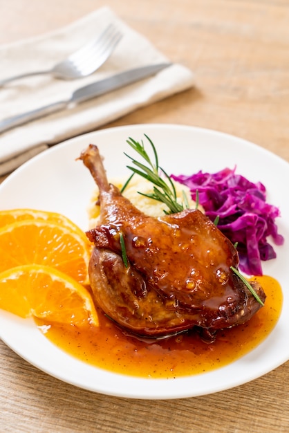 duck leg steak with orange sauce