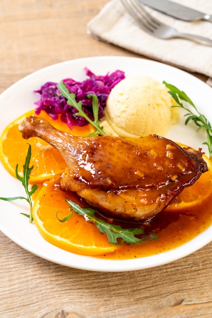 duck leg steak with orange sauce