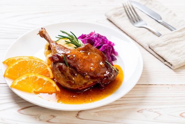 duck leg steak with orange sauce