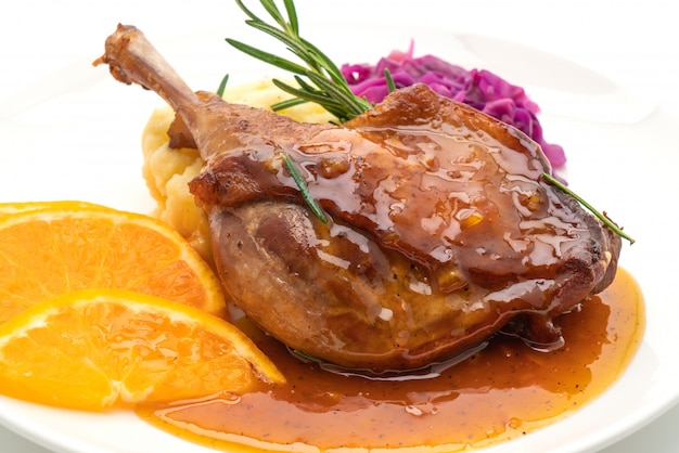 duck leg steak with orange sauce