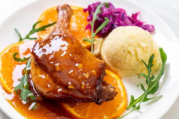 duck leg steak with orange sauce