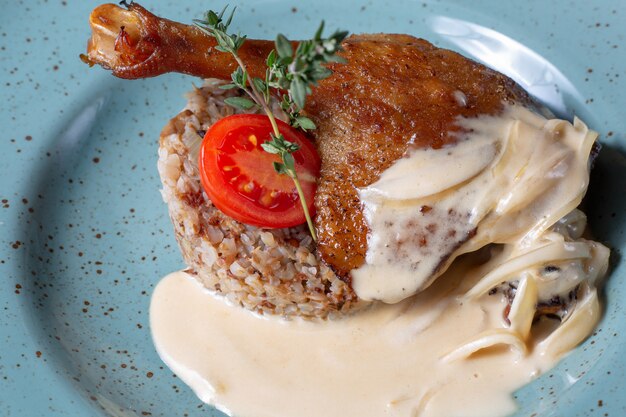 Duck leg with buckwheat