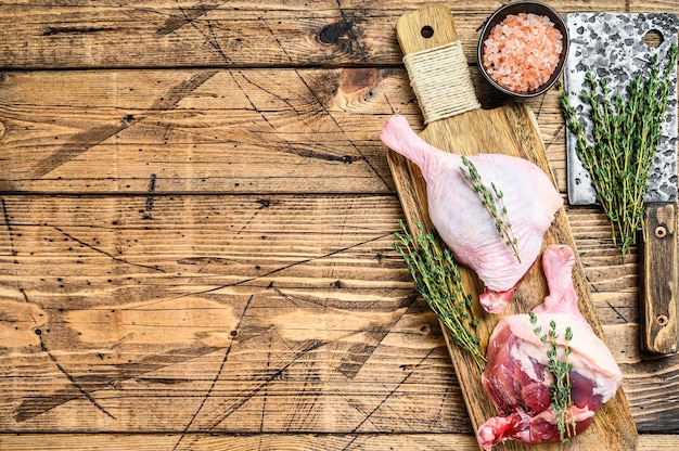 Duck  legs on cutting board, Raw meat