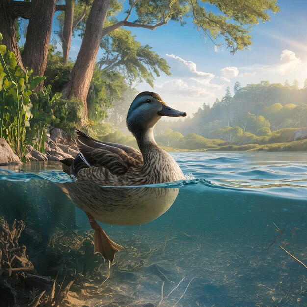 Duck living life in nature