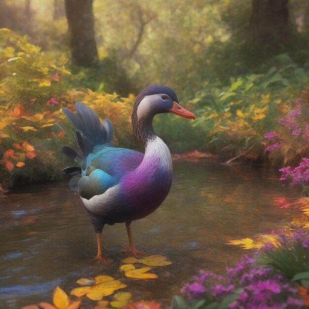 자연에서 오리 (Duck) 는 다채로운 8K 이미지를 생성합니다.