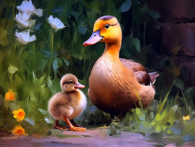 Duck Portrait on Oil Painting Style AI Generated