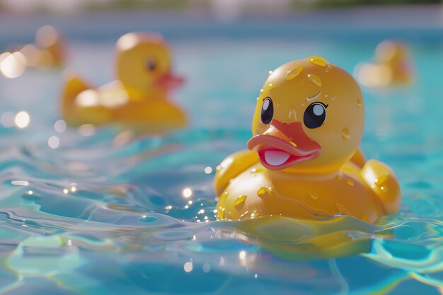 Photo duck rubber ducks in a childrens pool