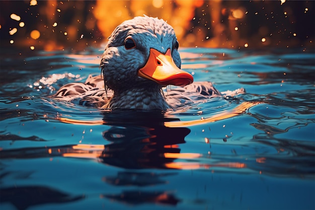 duck swiming