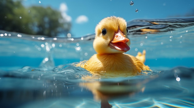 duck swimming in a swimming poolgenerative ai