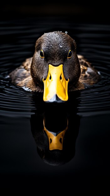 a duck swimming in water