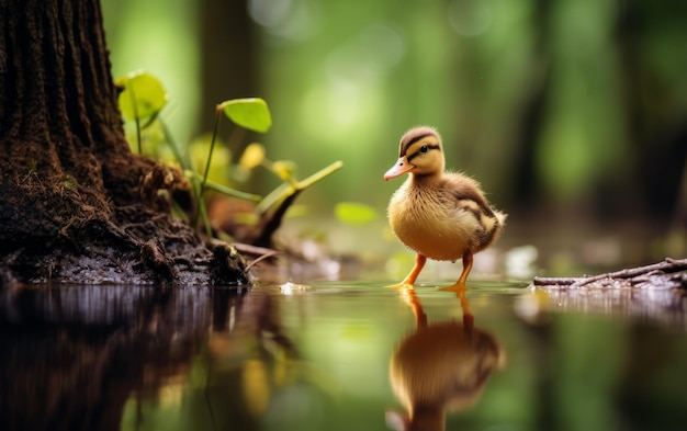 Duck Taking a Relaxing Dip in a Puddle