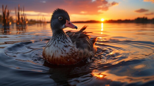 duck in the water High definition photography creative background wallpaper