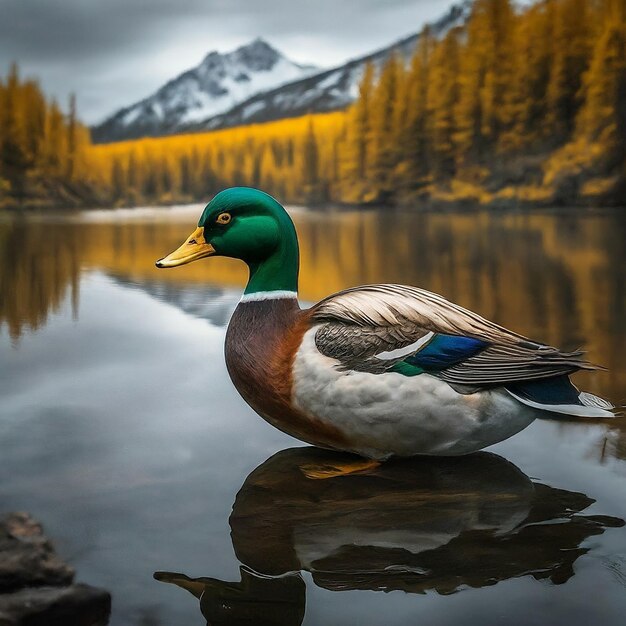 The duck in the water is transformed into a bird of the sky