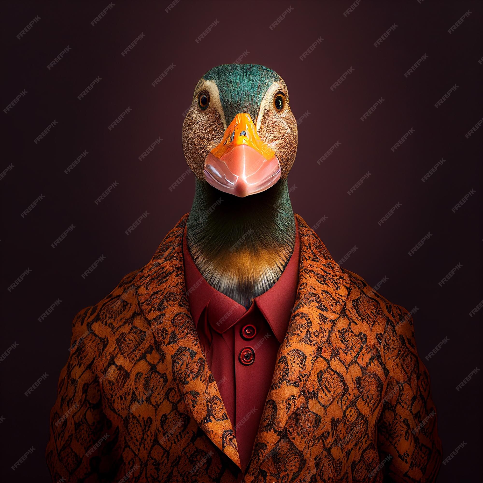 Premium AI Image | A duck wearing a suit that says " duck " on it.
