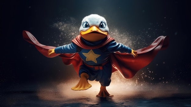 Duck with a cape and cape that says'duck'on it