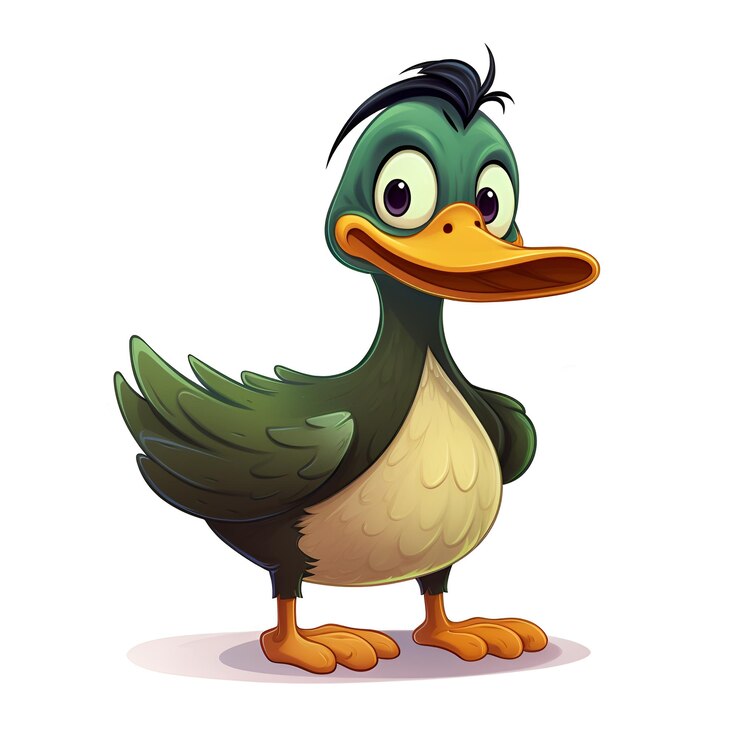 Premium Photo | Duck with green head cartoon character on White background