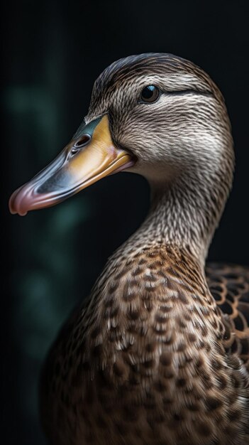 A duck with a long beak