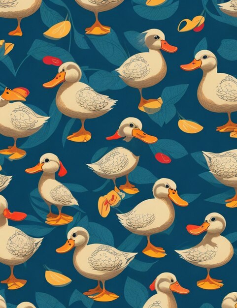 ducks semaless pattern wallpaper graphic design illustration