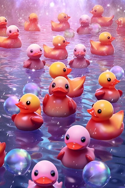 Ducks in the water with the words " duck " on the bottom.