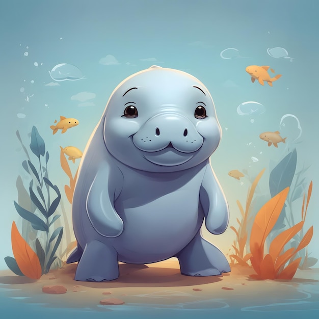 Dugong illustration ai generative