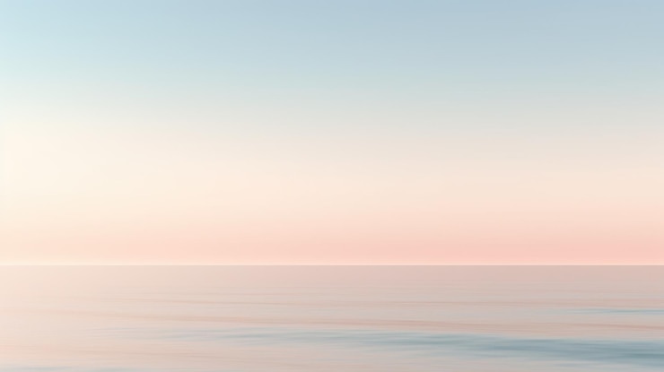 Foto duidelijke blauwe hemelzonsondergang met horizon op kalme oceaan overzeese achtergrond pittoresk