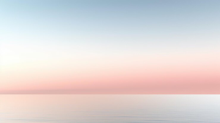 Foto duidelijke blauwe hemelzonsondergang met horizon op kalme oceaan overzeese achtergrond pittoresk