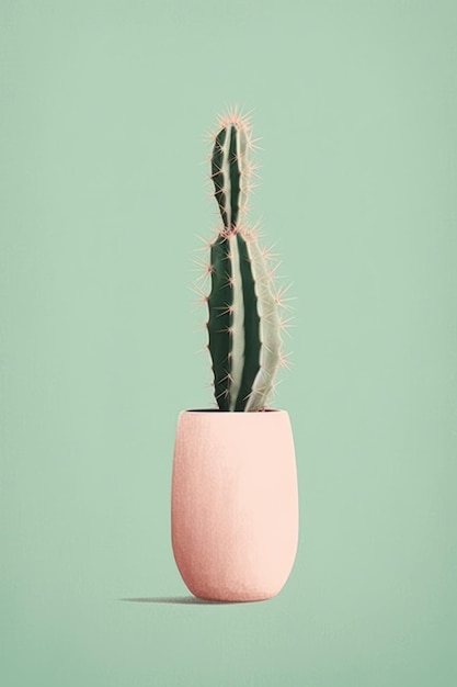 duidelijke vaas met cactusposter in de stijl van minimalisme AI Generate