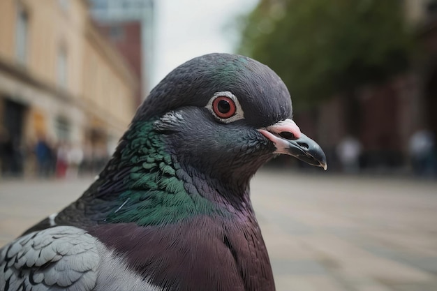 duifbeeld recht naar de camera kijkt