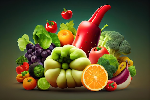 Duimpje omhoog voor groenten en fruit Generative Ai