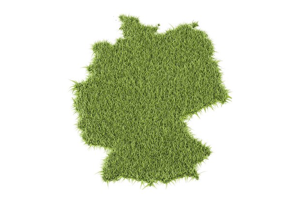 Duitse kaart van groen gras 3D-rendering geïsoleerd op witte achtergrond