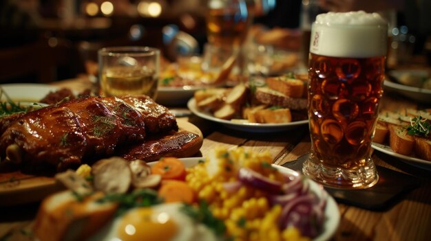 Foto duitse keuken bier extreme close-up top view