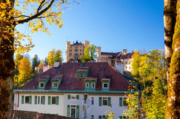 Duitsland Beieren Schwangau Kasteel Neuschwanstein kleine stad