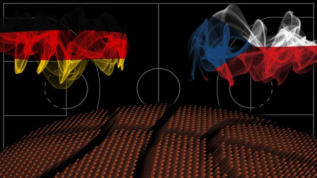 Duitsland vs Tsjechië Basketbal, rookvlag, sportspel