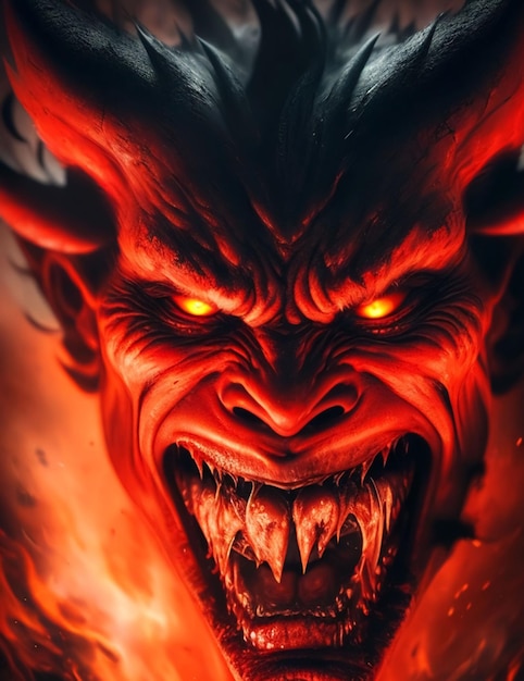 Duivel satan demon kwaad lucifer monster in de hel en woede super woedend super eng horror griezelig