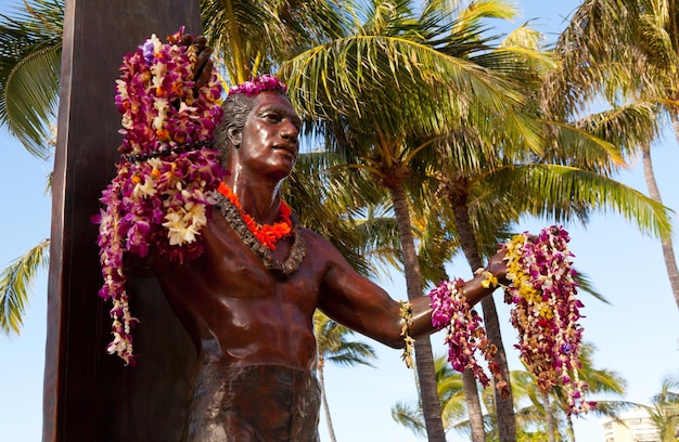 Duke Kahanamoku standbeeld in Waikiki