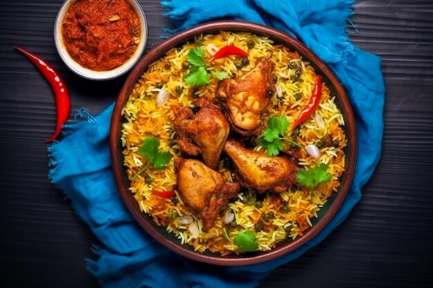 Dum handi chicken biryani is prepared in an earthen or clay pot called haandi popular indian non ve