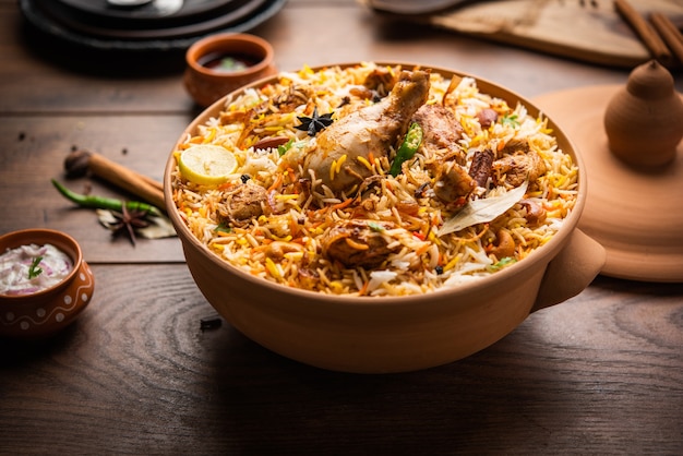 Dum Handi chicken Biryani is prepared in an earthen or clay pot called Haandi. Popular Indian non vegetarian food